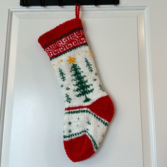VINTAGE KNIT CHRISTMAS STOCKING CHRISTMAS TREE WITH HOOK - HOMEMADE - Picture 1 of 7